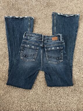 BKE Youth Buckle Dark Blue Factory distressed Bootcut Jeans